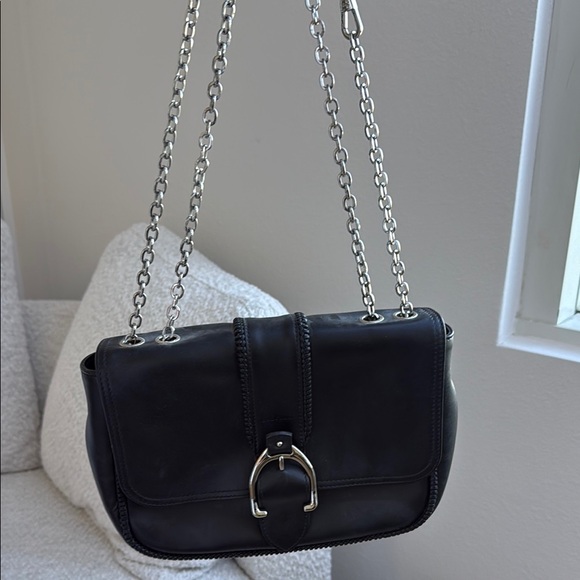 Longchamp Black Leather Chain Shoulder Bag - Picture 1 of 5